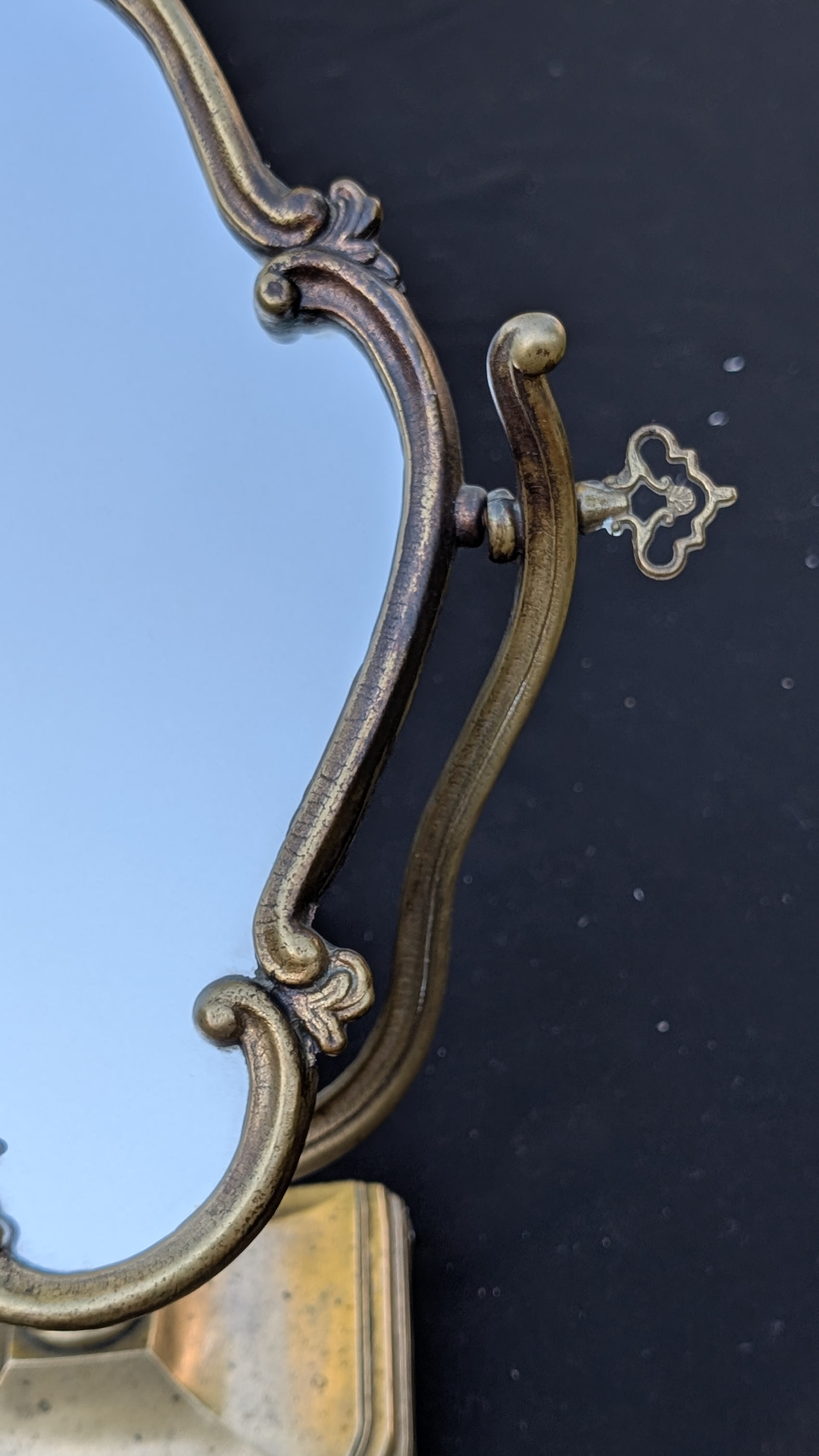 Victorian brass oval tabletop vanity mirror | Maxsold