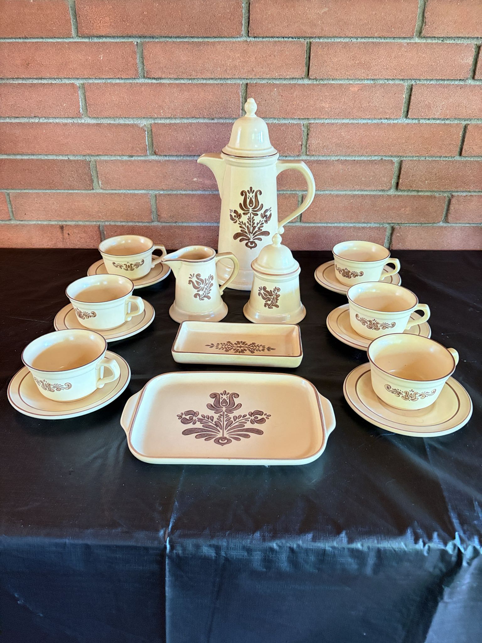 Pfaltzgraff Cream & Brown Floral Coffee/Tea Set | Maxsold
