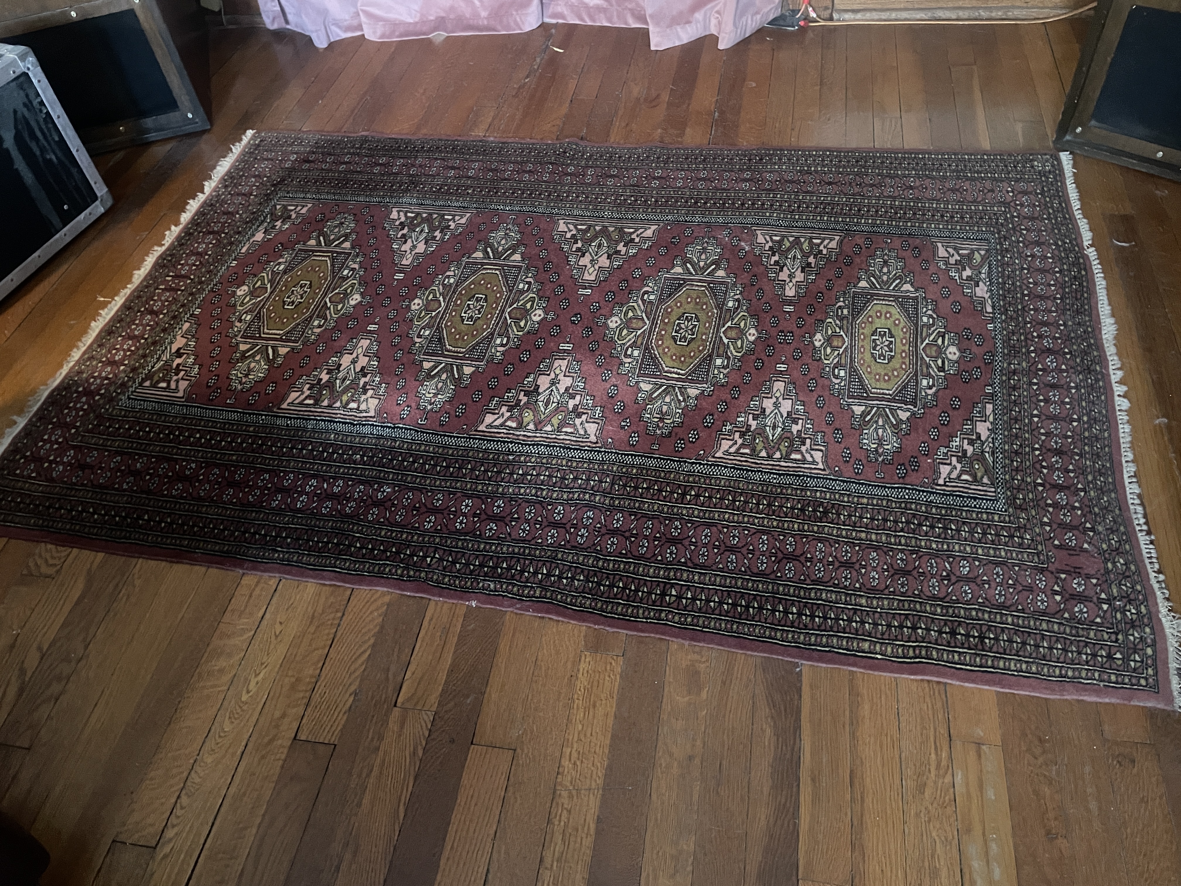 Large Rectangular Red and Beige Persian Wool Area Rug | Maxsold