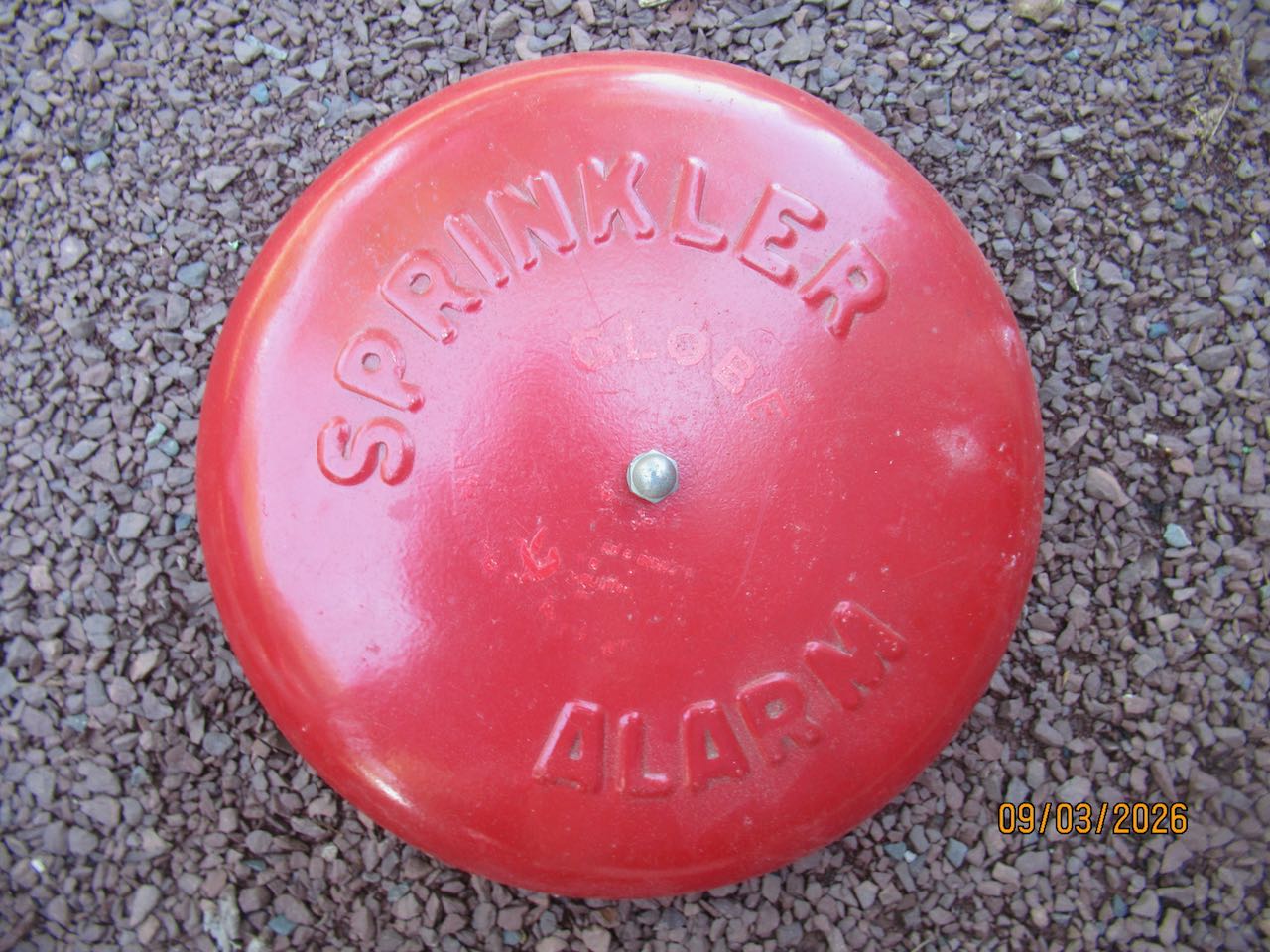 Vintage red cast metal sprinkler alarm bell | Maxsold