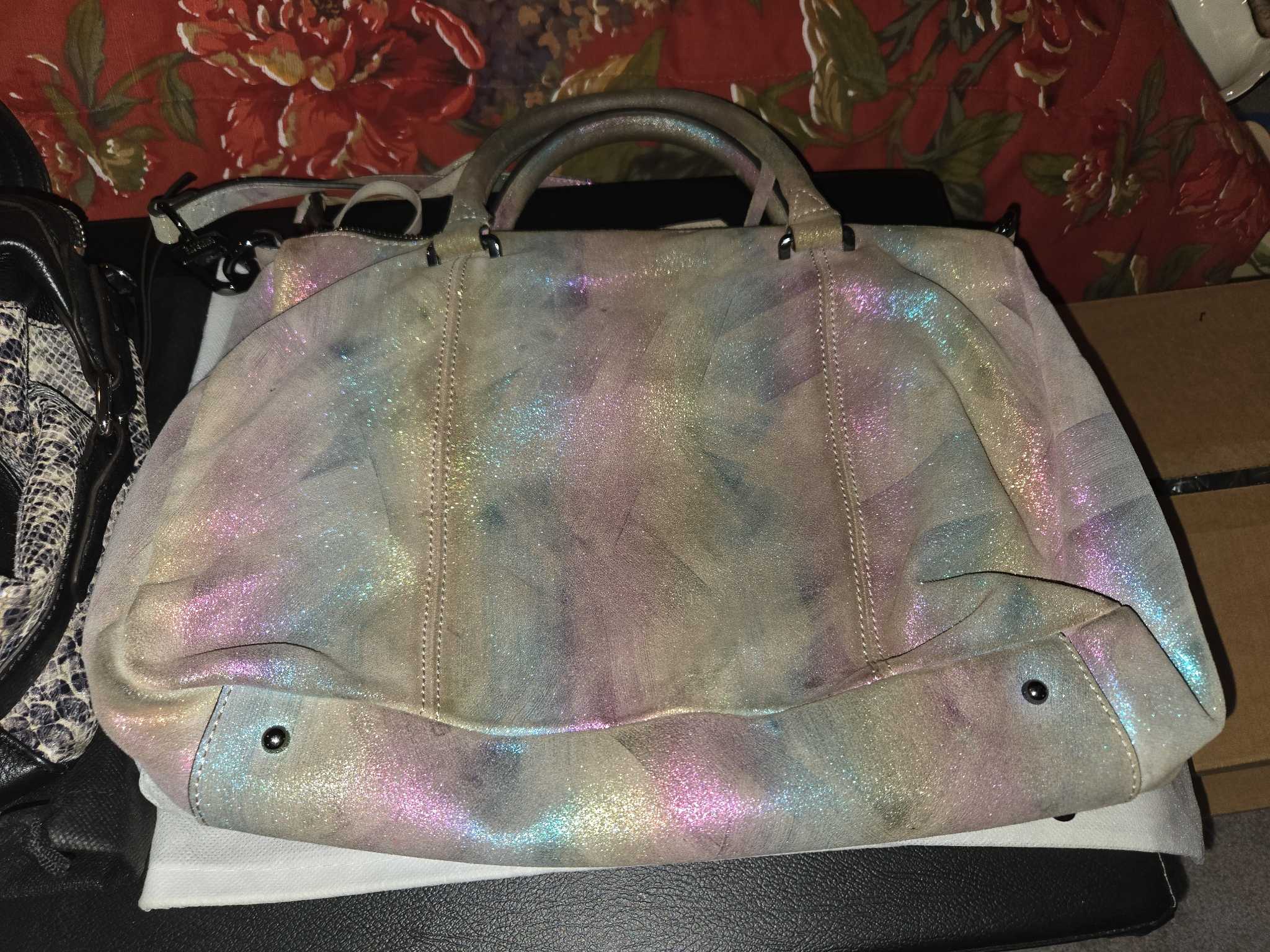 Aimee Kestenberg iridescent tote & snake-print shoulder bag | Maxsold