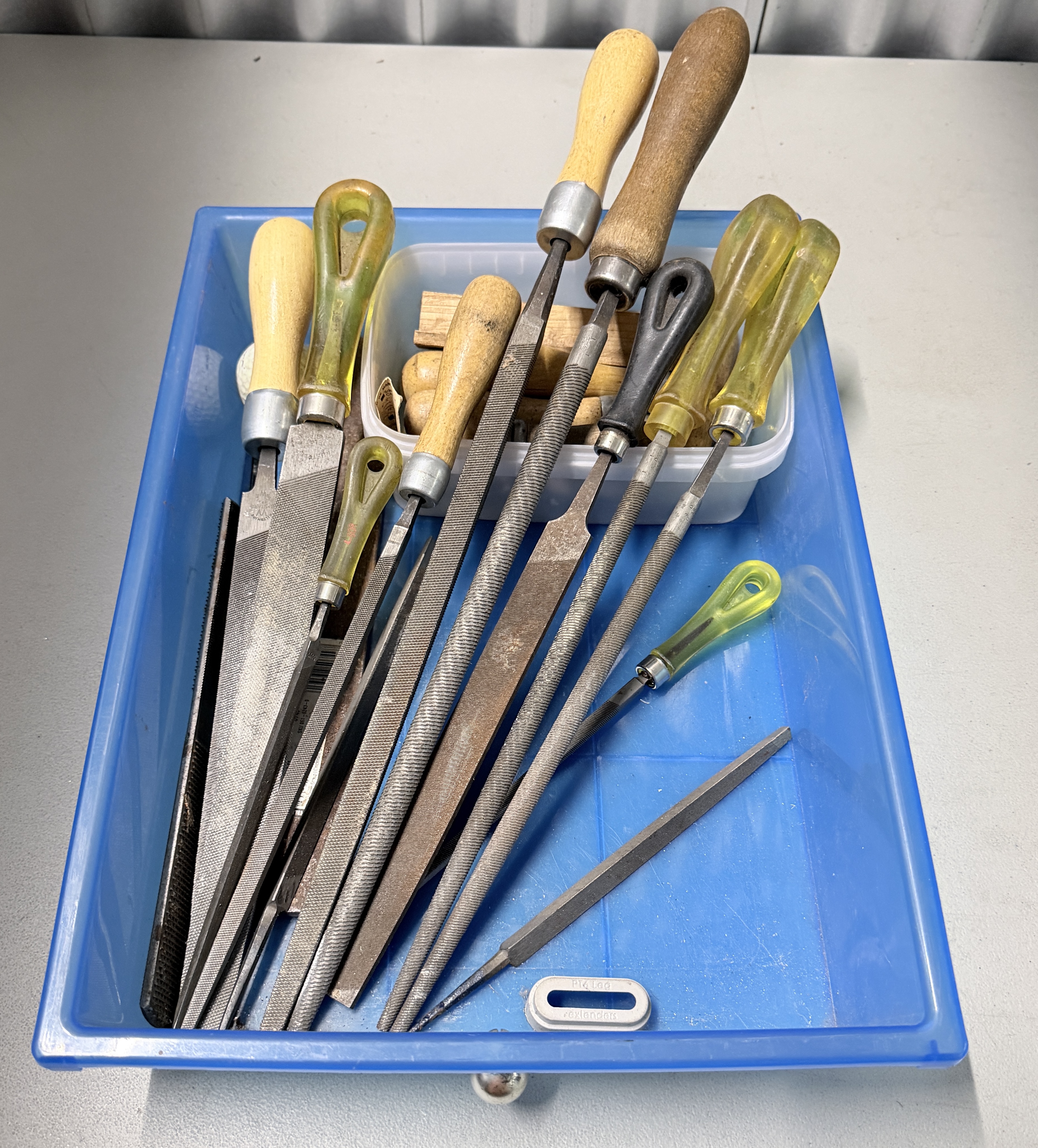 Assorted steel files and rasps with tray | Maxsold