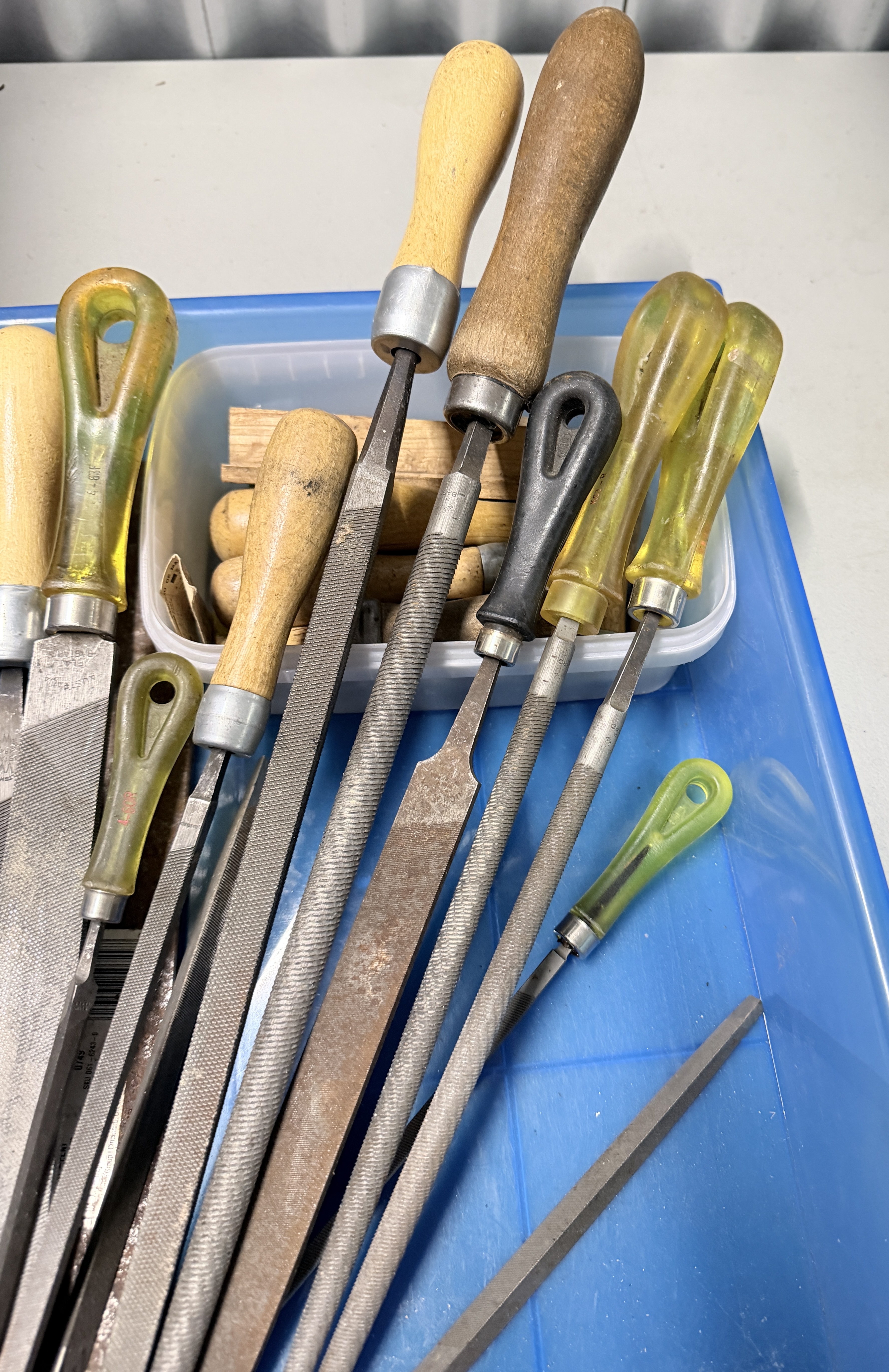 Assorted steel files and rasps with tray | Maxsold