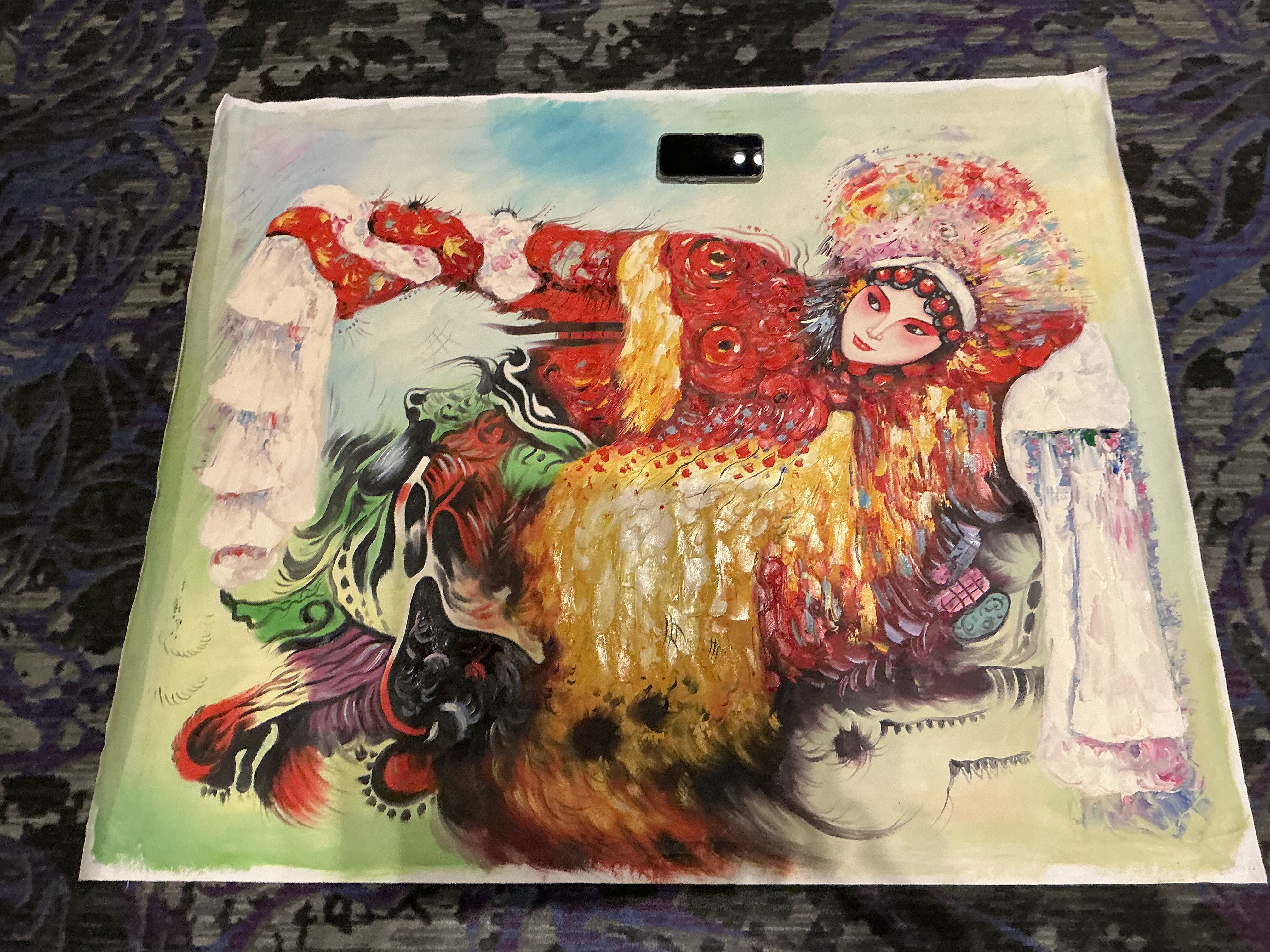 Original oil on canvas painting Chinese Opera heroine 38