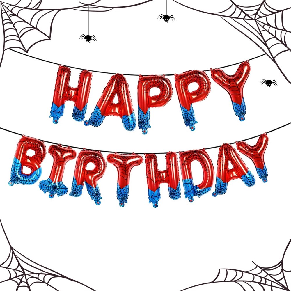 Spider-Web Red Blue Foil HAPPY BIRTHDAY Banner | Maxsold