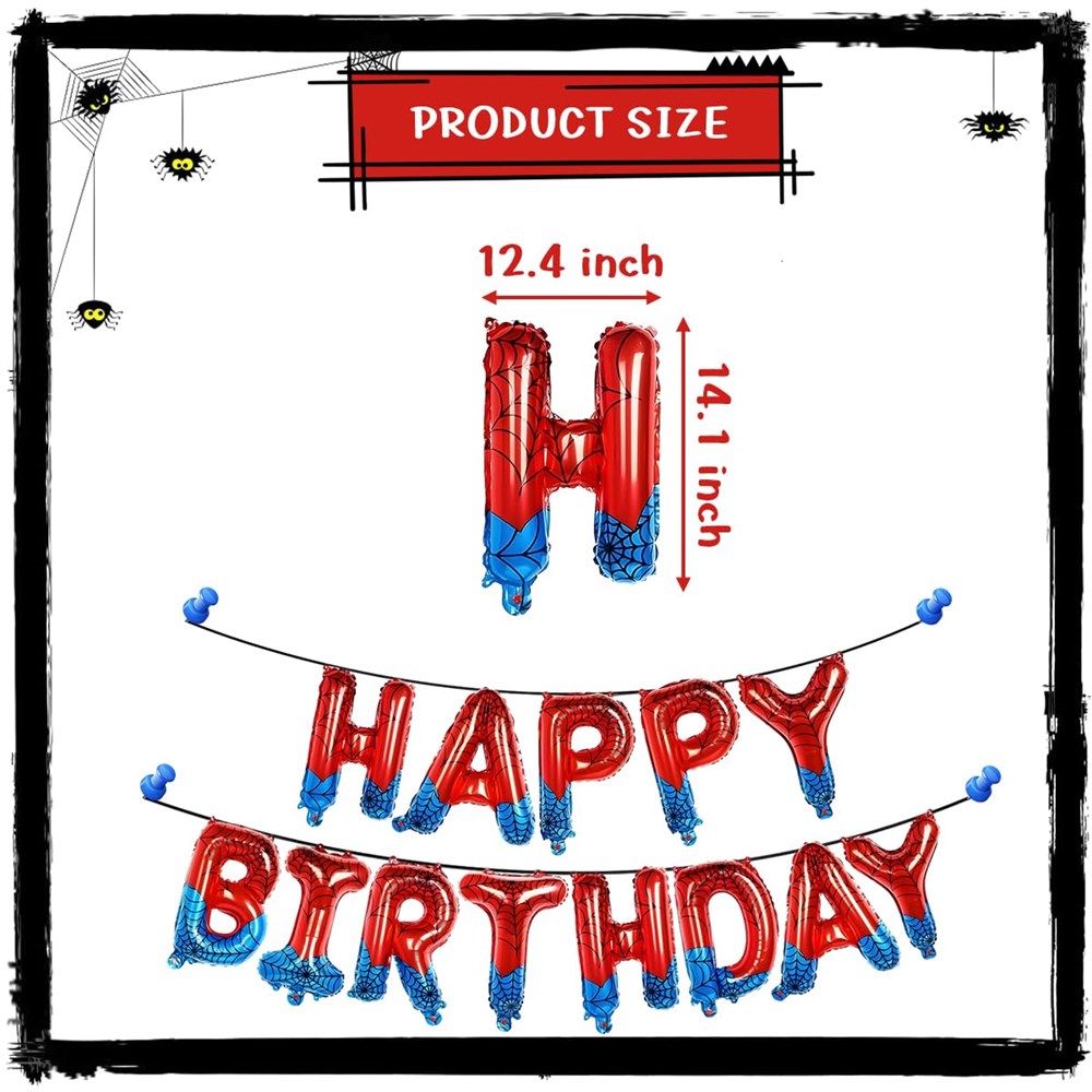 Spider-Web Red Blue Foil HAPPY BIRTHDAY Banner | Maxsold