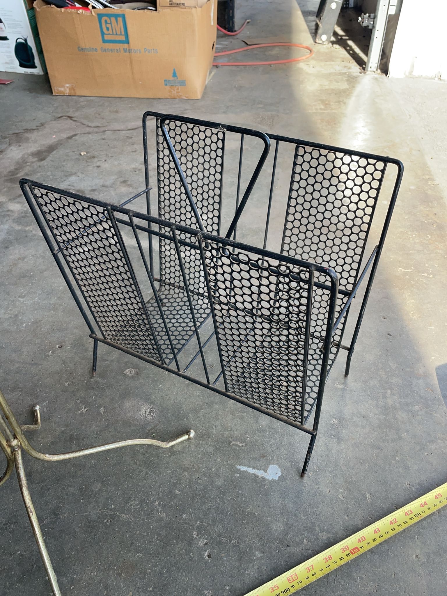 MCM metal magazine & record racks, brass stand | Maxsold