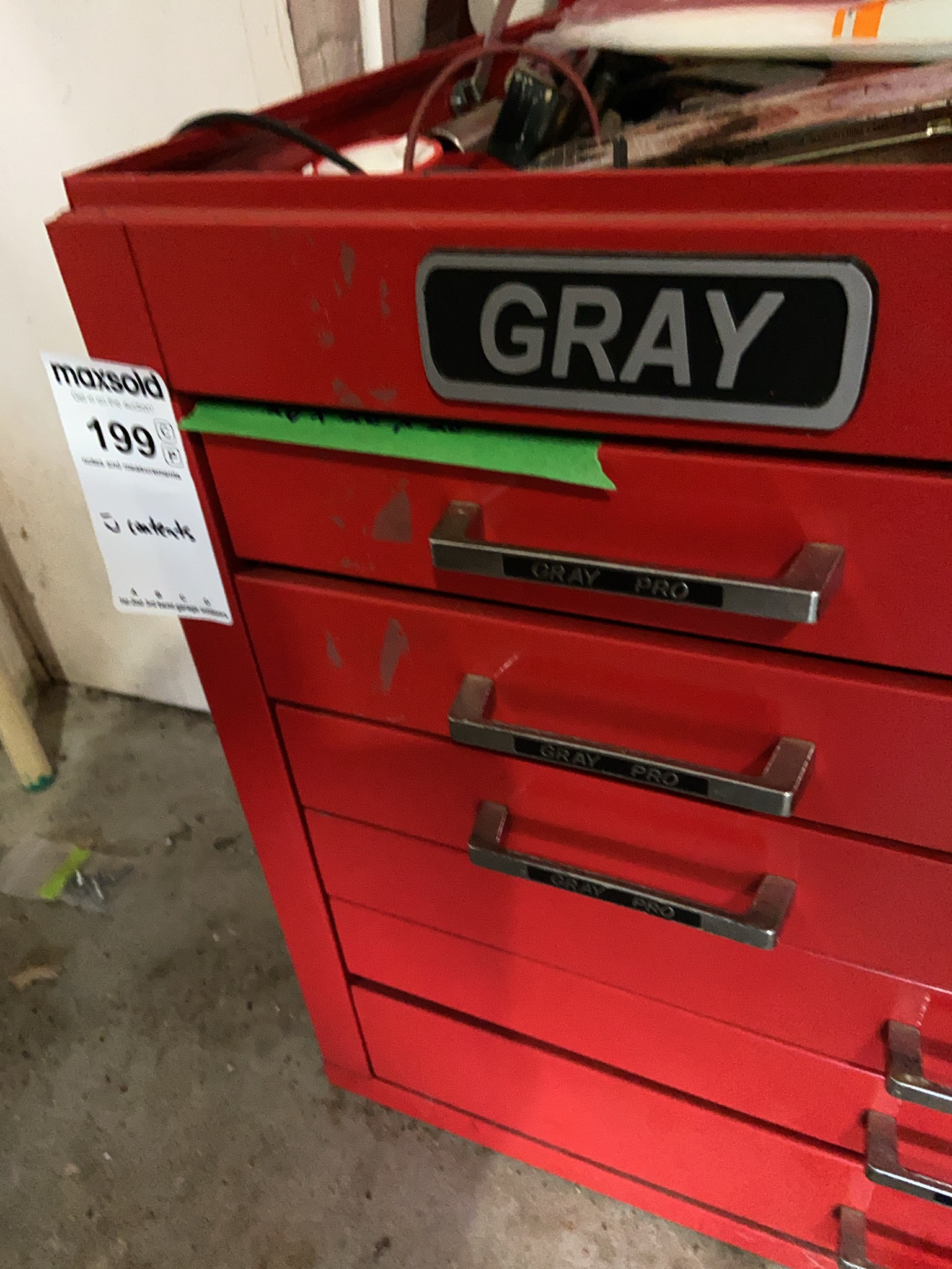 Gray Pro red tool chest with hand tools | Maxsold