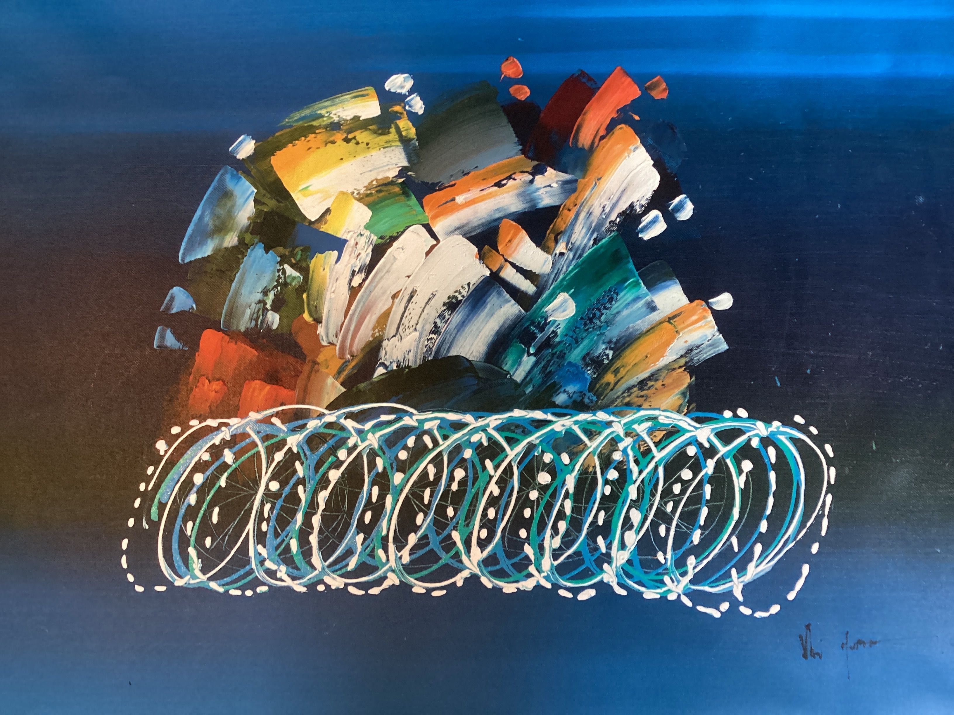 Framed abstract acrylic painting on canvas, signed | Maxsold