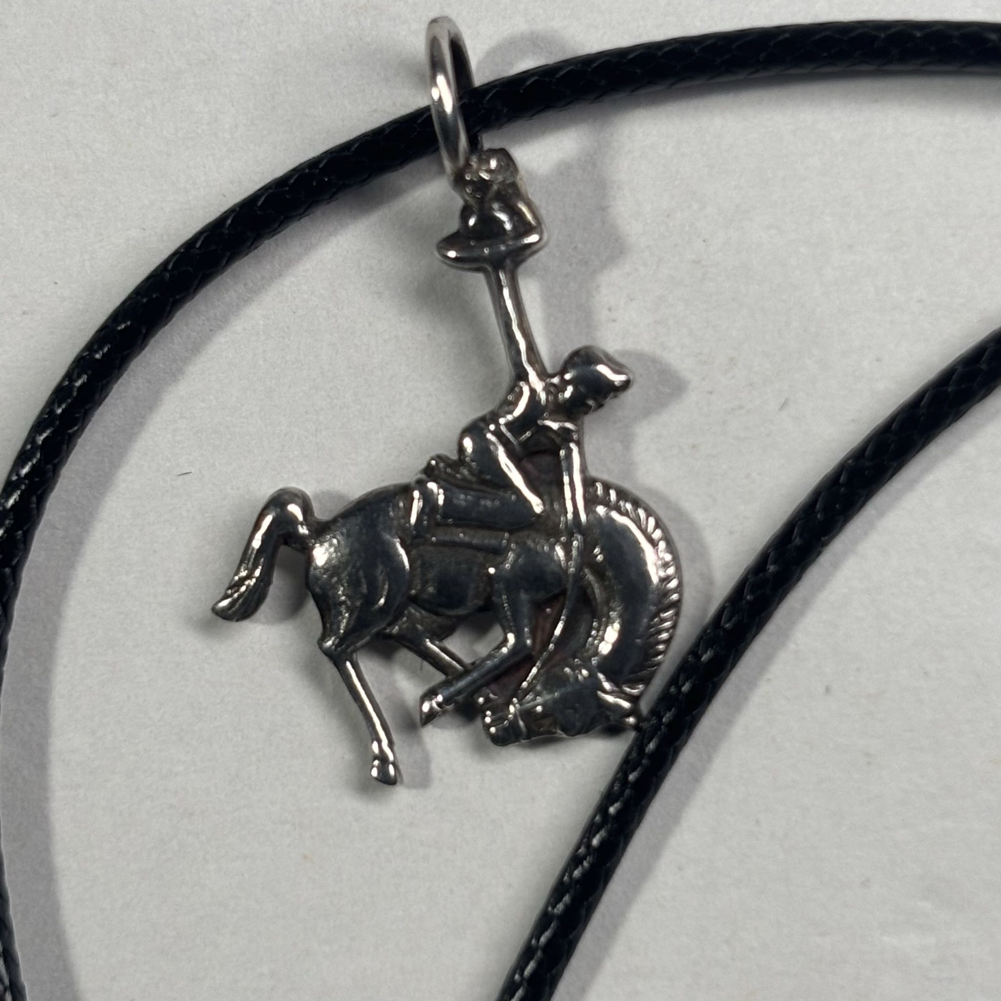 925 sterling silver bronc rodeo rider pendant | Maxsold