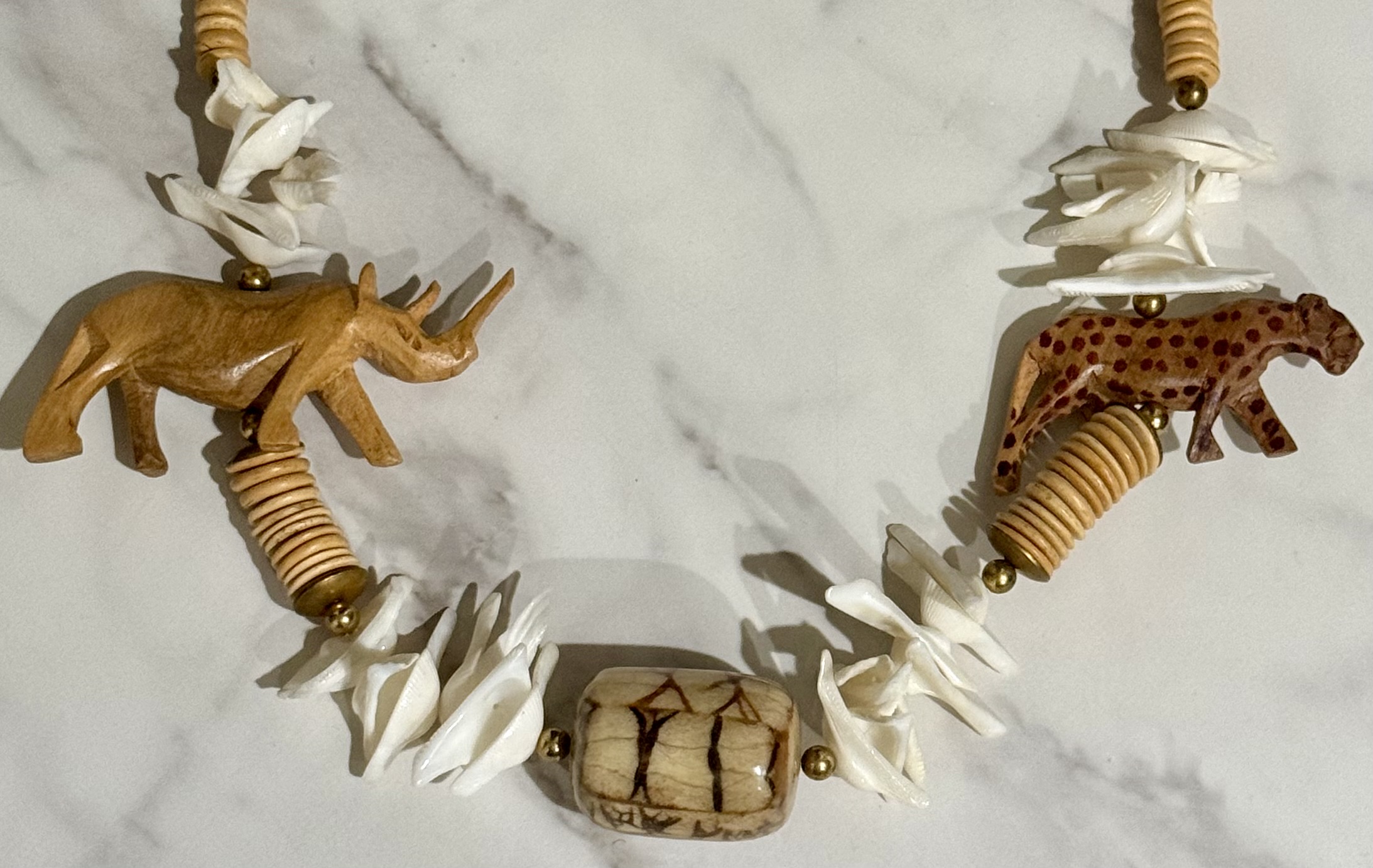 Tribal Animal Pendant Necklace Wood Shell | Maxsold