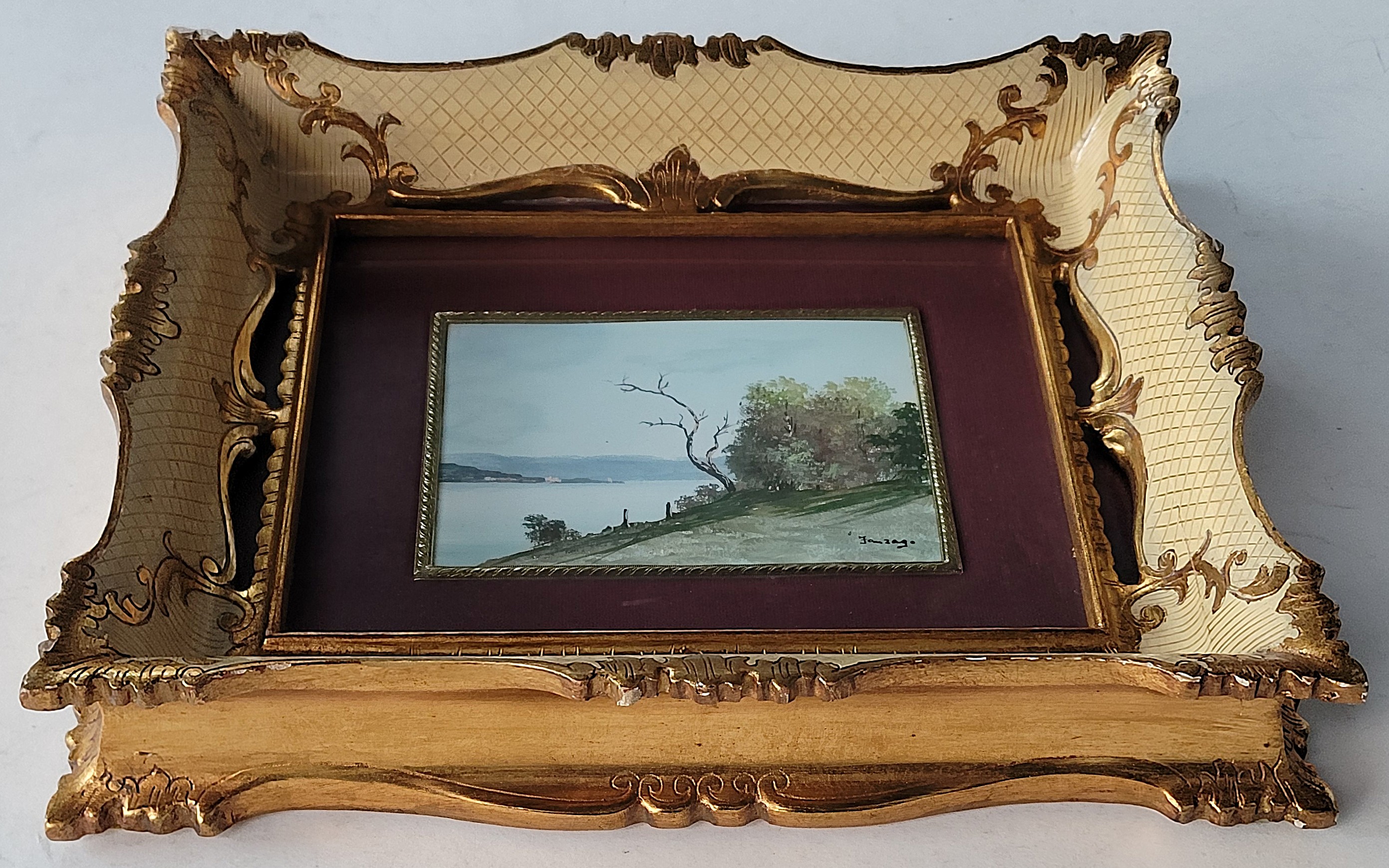 Fanzago signed landscape oil painting in ornate frame | Maxsold