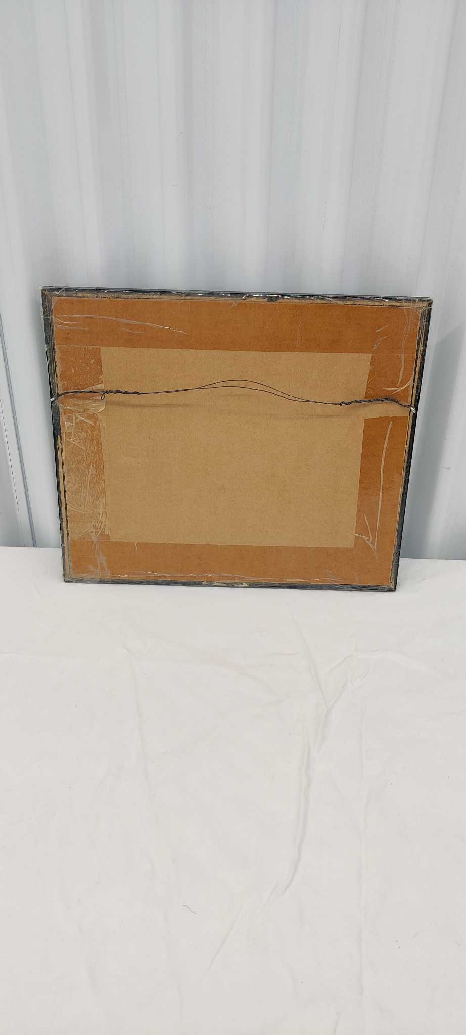 Framed abstract watercolor gouache landscape | Maxsold