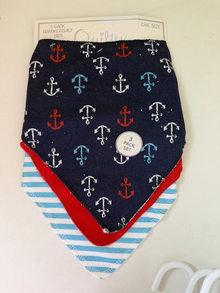 Quiltex cotton newborn burp cloth & handkerchief bib 3-pack sets ...
