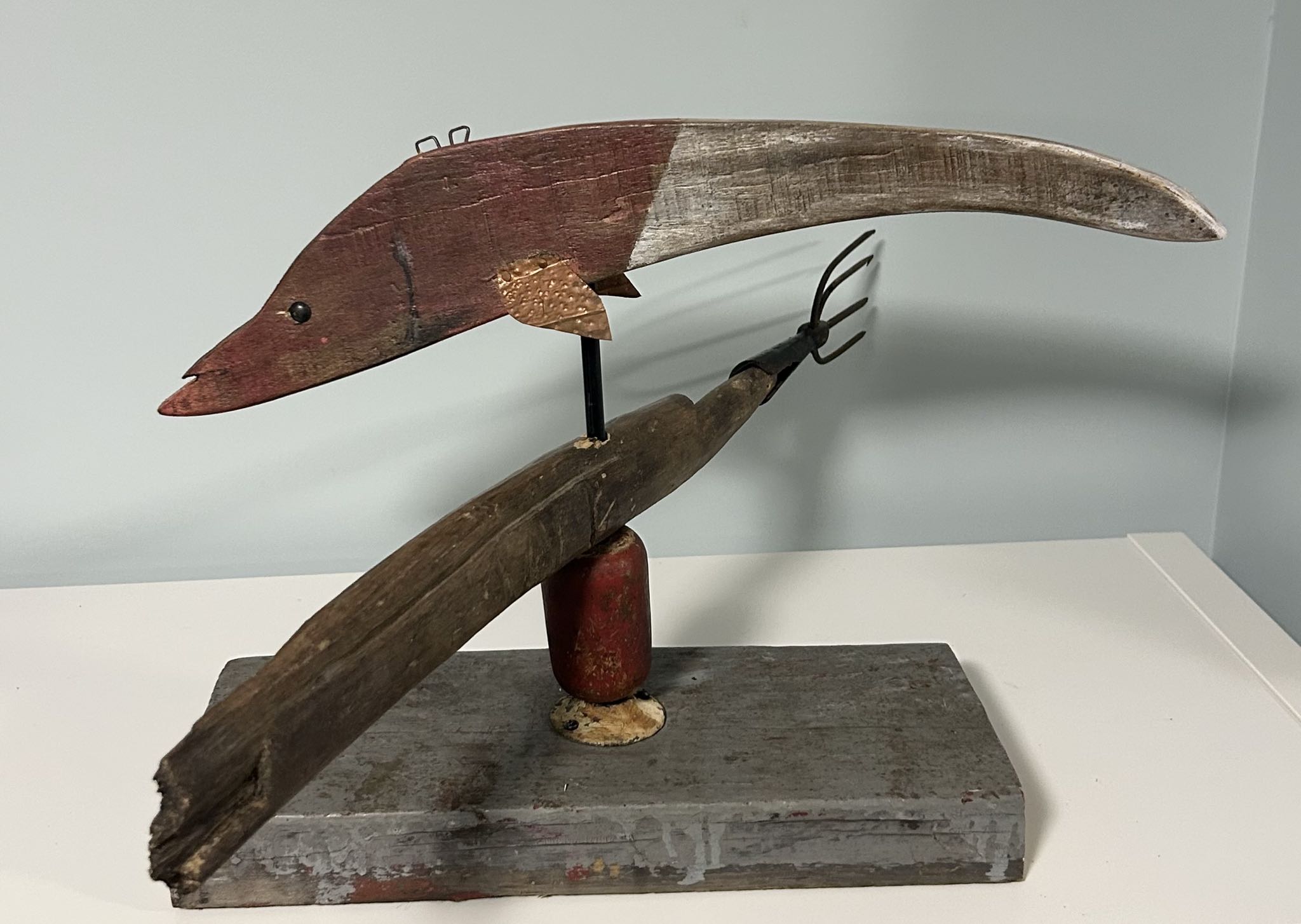 Rustic Folk Art Fish Decoy & Spear Sculpture | Maxsold