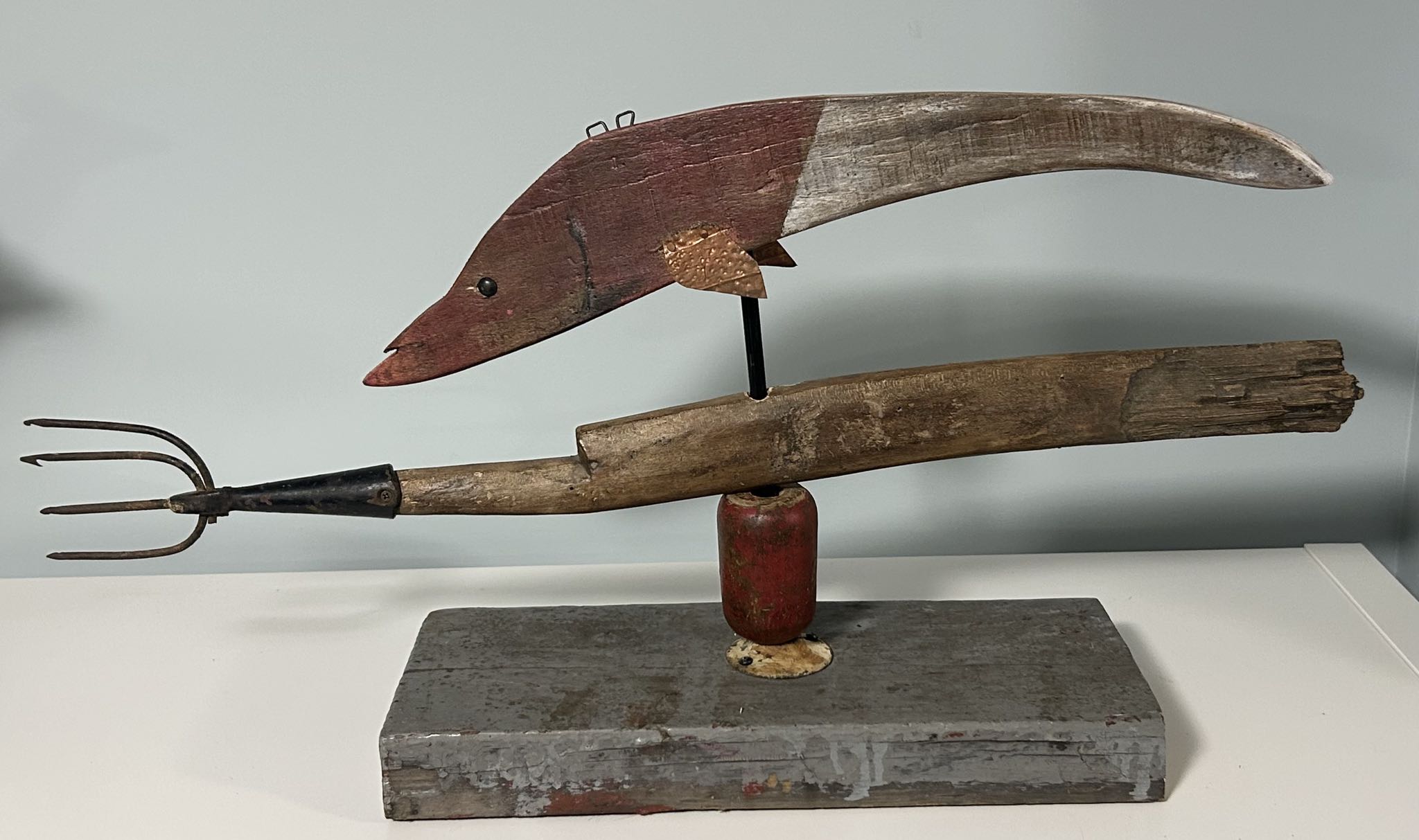 Rustic Folk Art Fish Decoy & Spear Sculpture | Maxsold