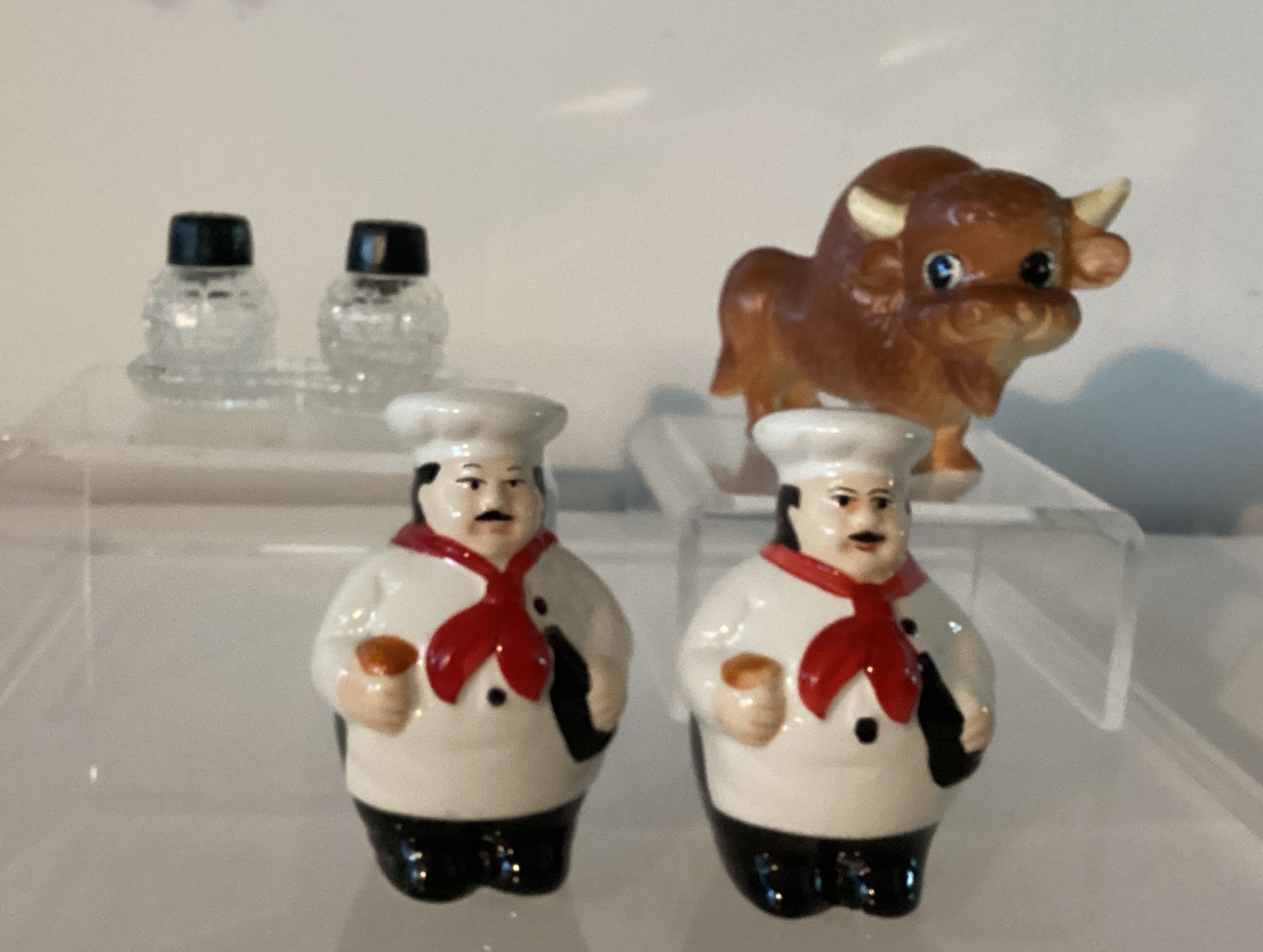 Ceramic Chef, Bison And Glass Salt & Pepper Shakers | Maxsold