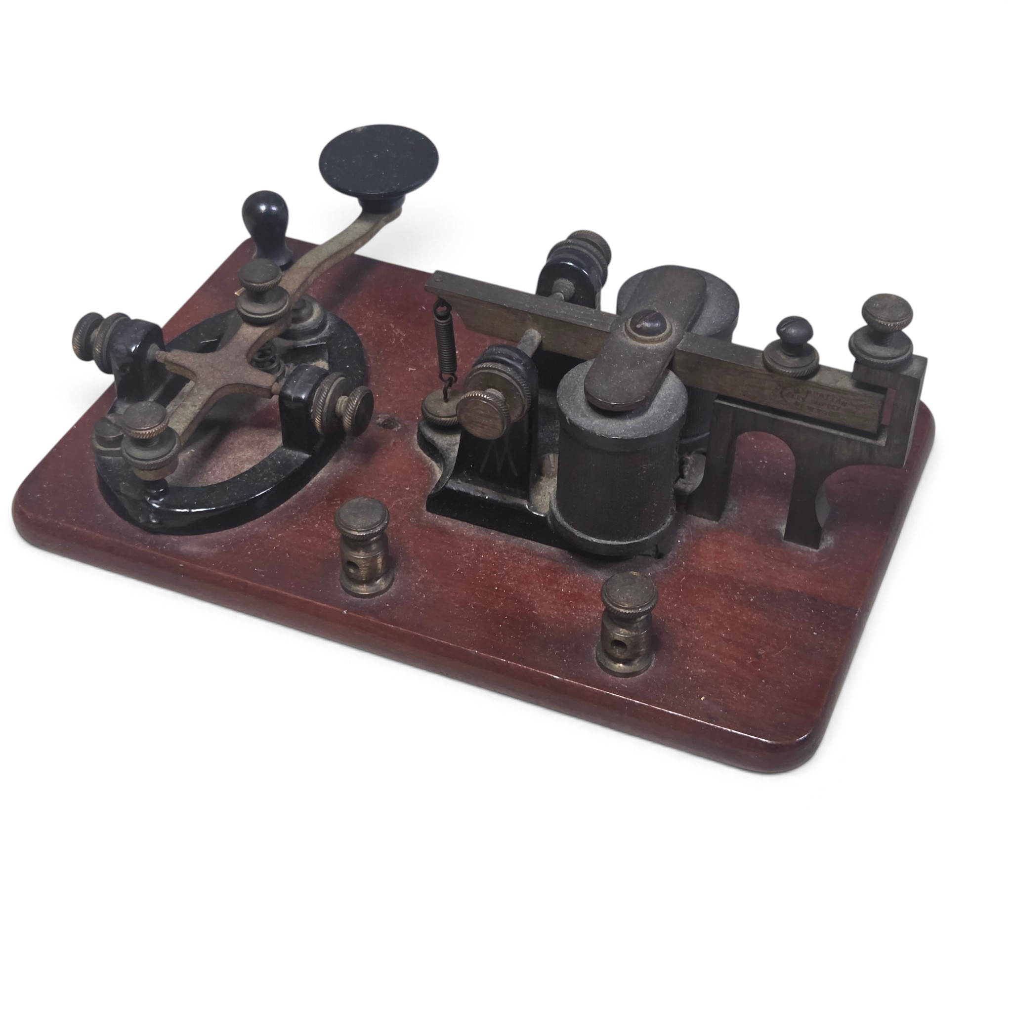 Brass telegraph key and sounder on wood base | Maxsold