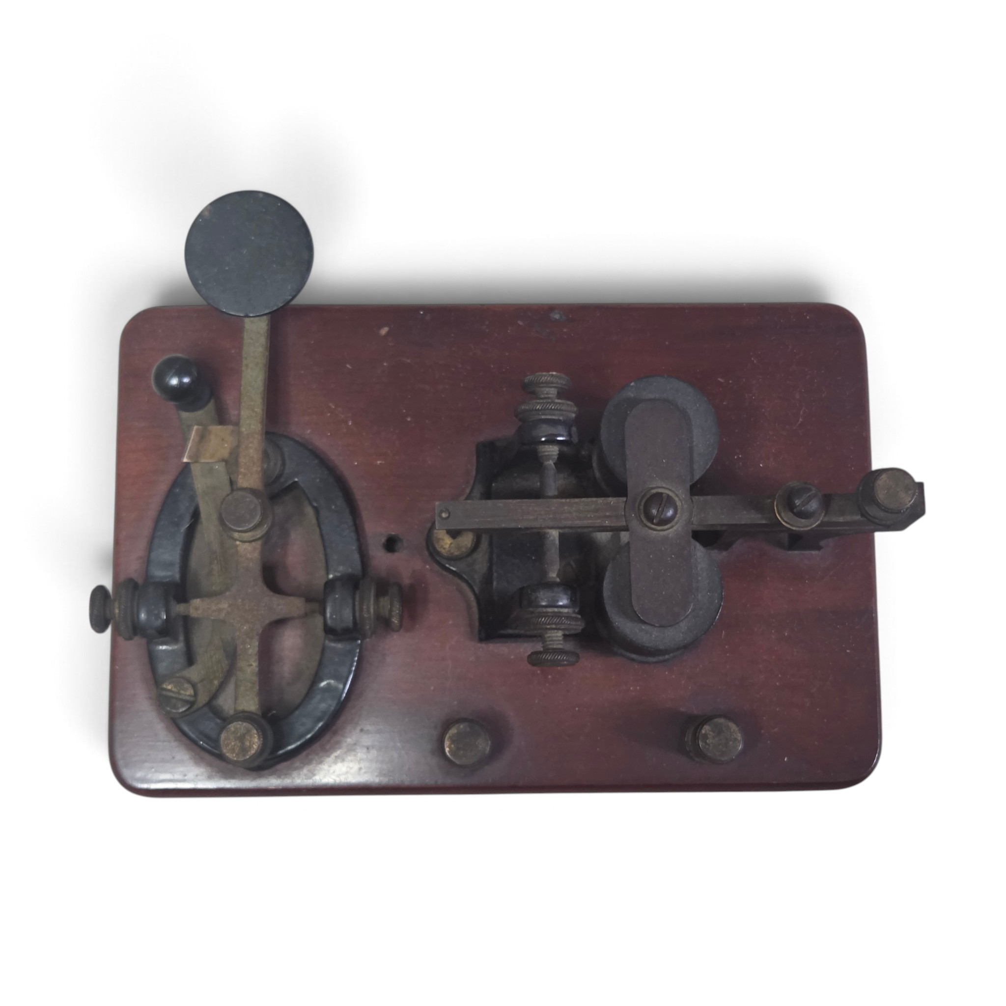 Brass telegraph key and sounder on wood base | Maxsold