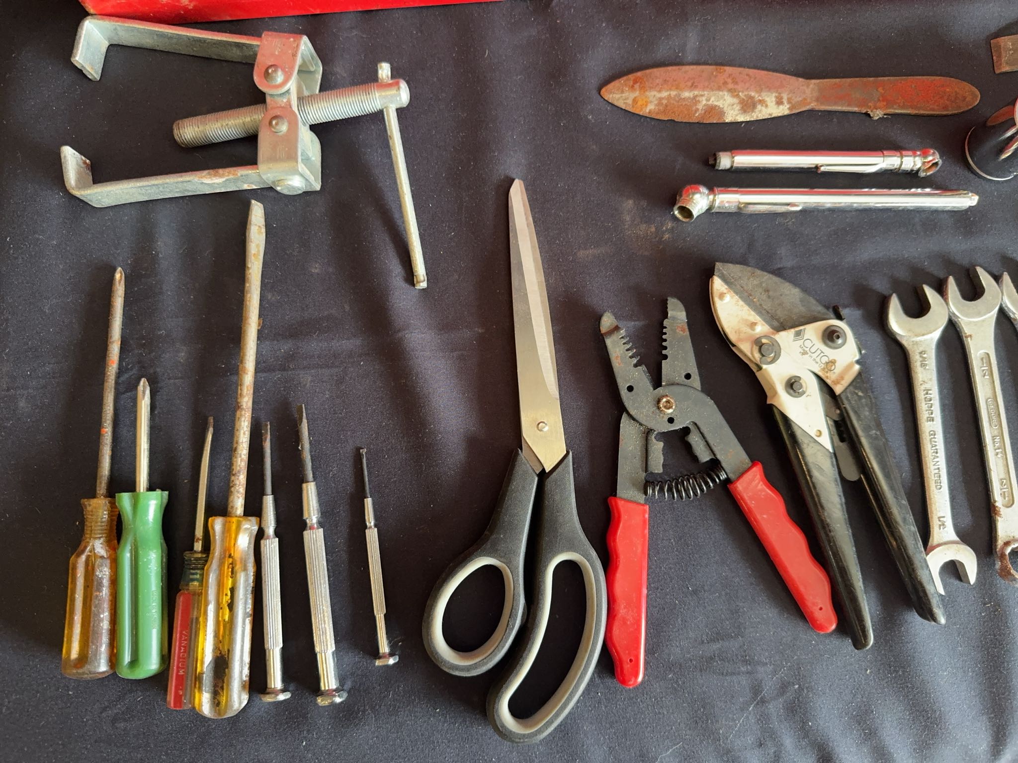 Mastercraft and assorted hand tools with two red steel toolboxes | Maxsold