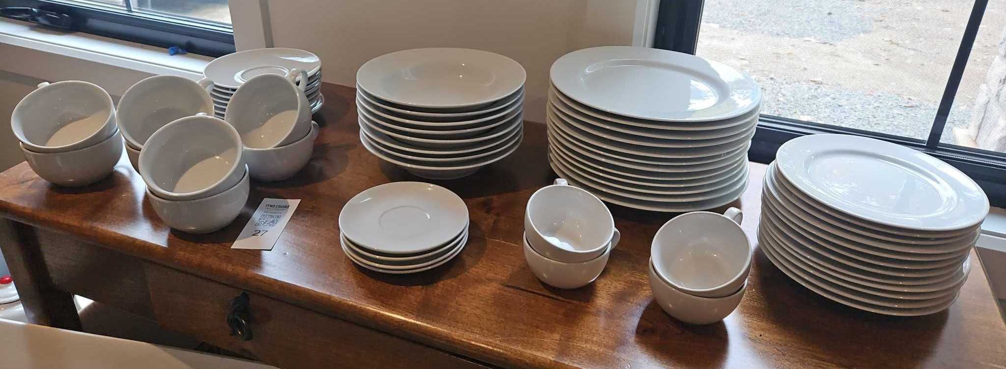 White porcelain dinnerware set 50+ pieces | Maxsold