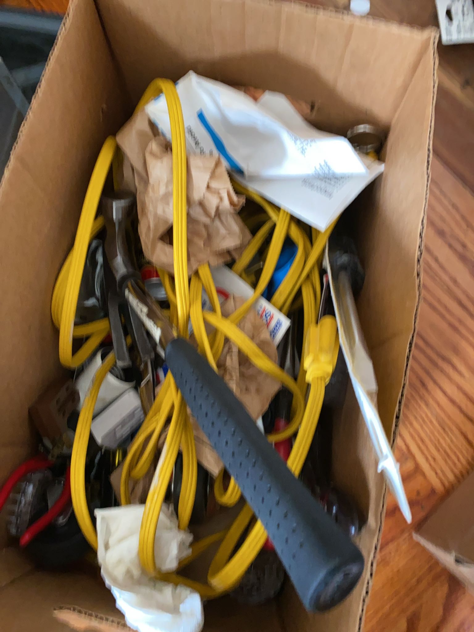Hand tools, extension cords, felt pads, step ladder | Maxsold