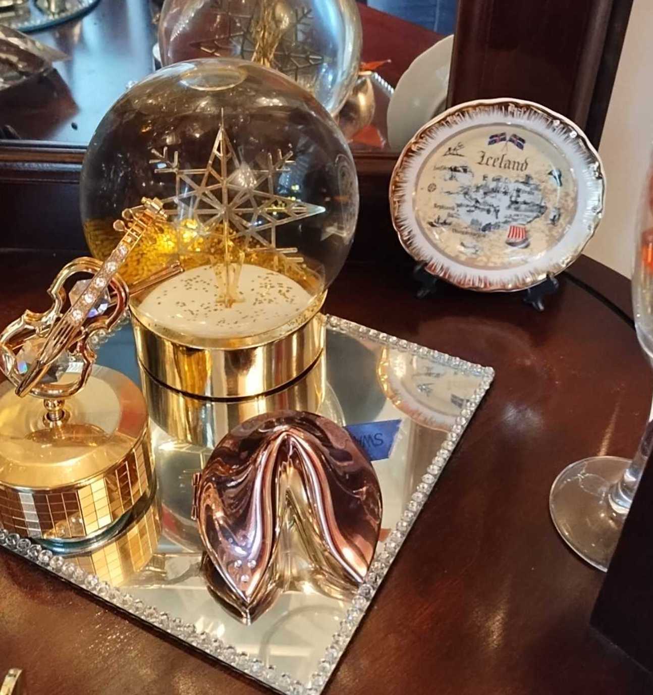 Music Box Violin, Snow Globe, Fortune Cookie, Souvenir Plate, Beaded ...