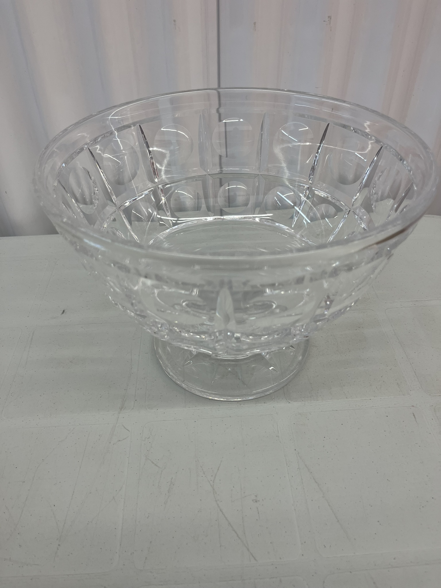 Clear Cut Crystal Footed Compote Bowl And Four Footed Dessert Glasses ...