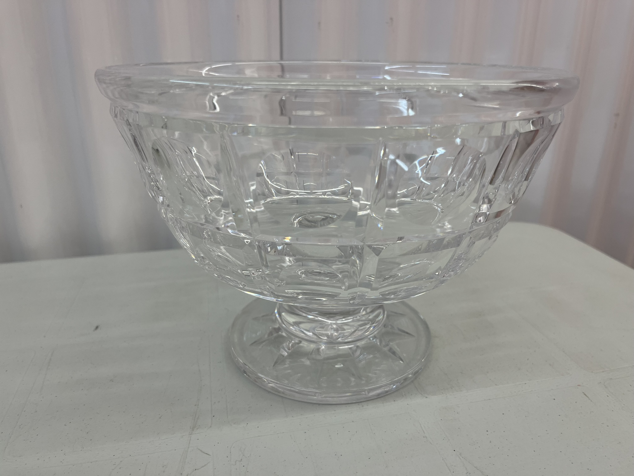 Clear Cut Crystal Footed Compote Bowl And Four Footed Dessert Glasses ...