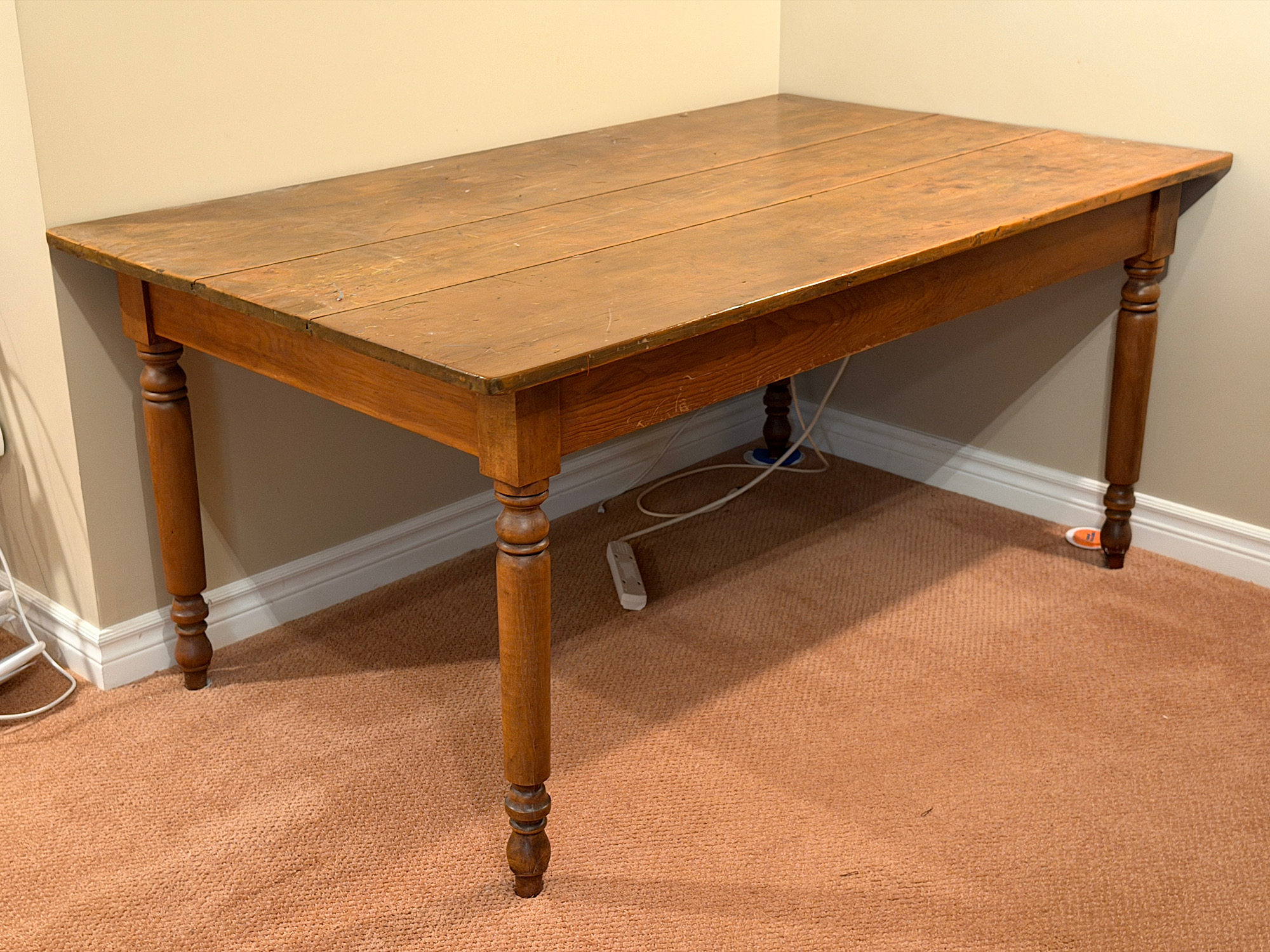Antique solid wood farmhouse dining table | Maxsold