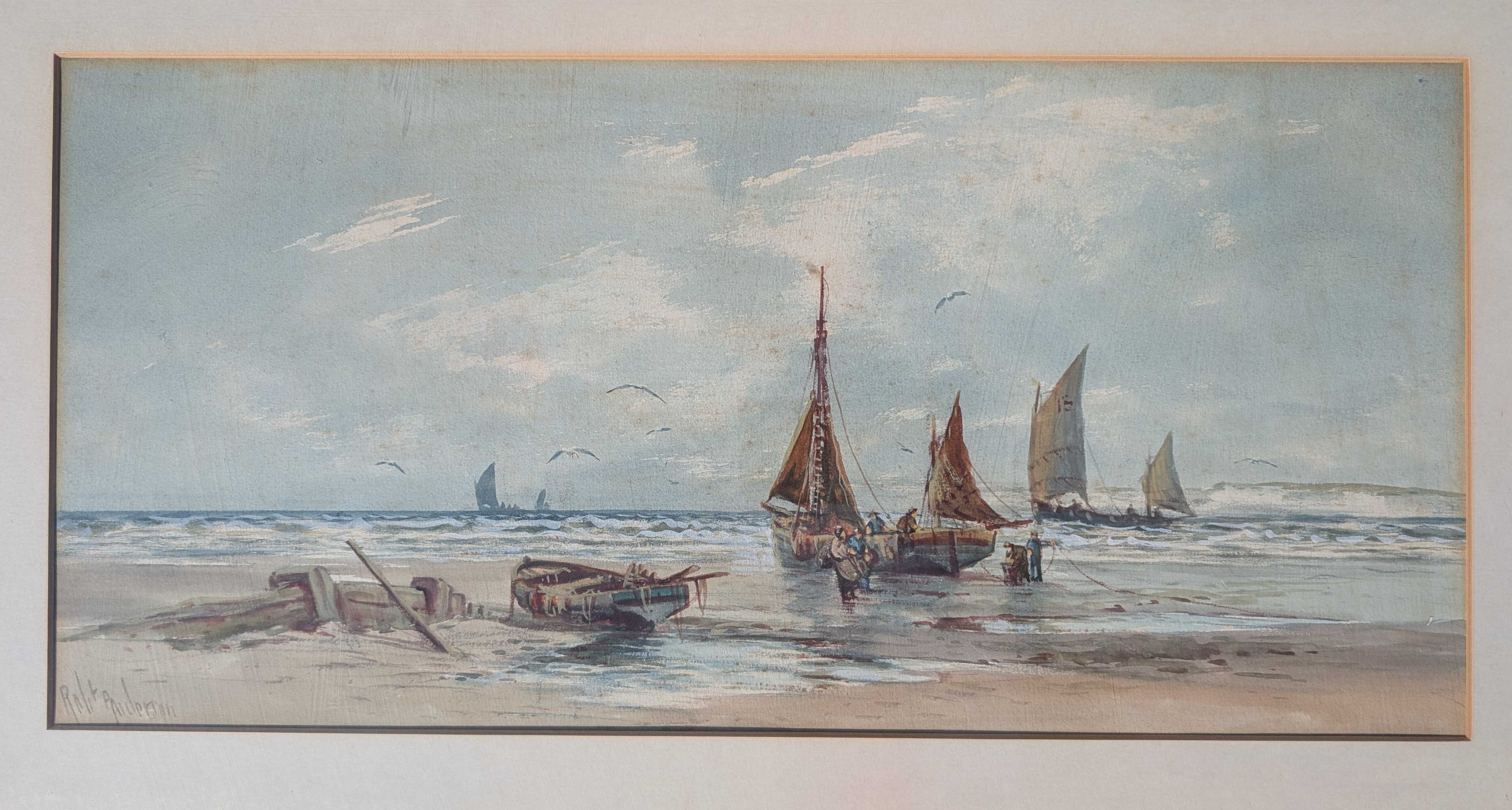 Robert Anderson signed framed watercolor coastline painting | Maxsold