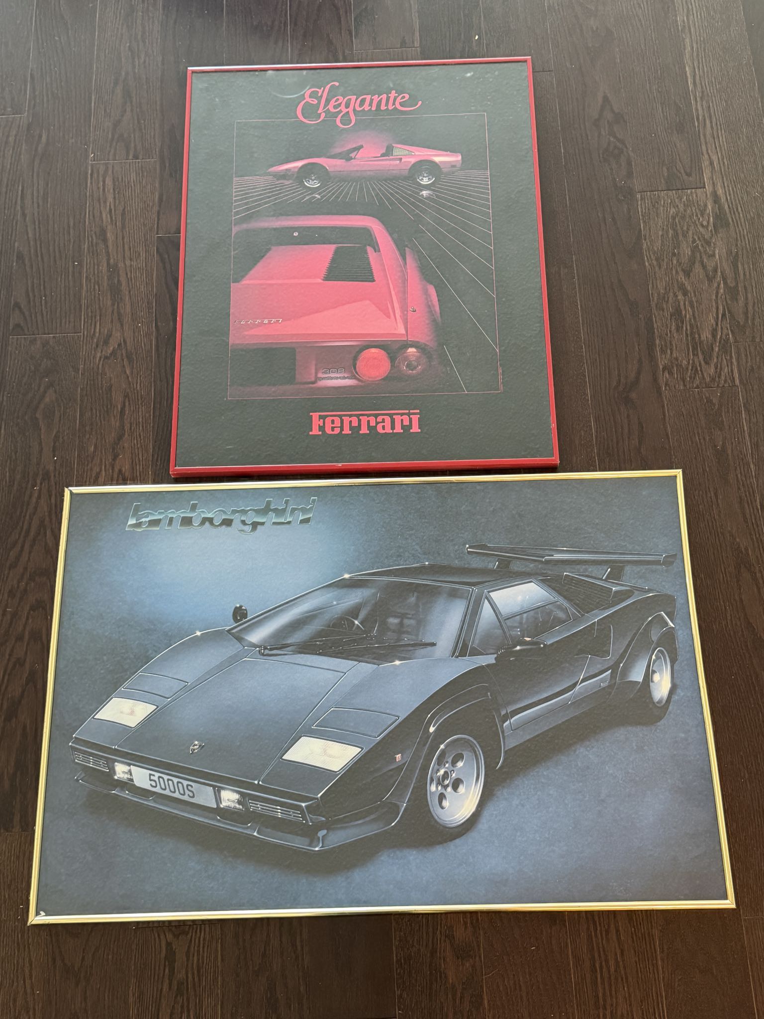 Vintage Lamborghini and Ferrari framed posters | Maxsold